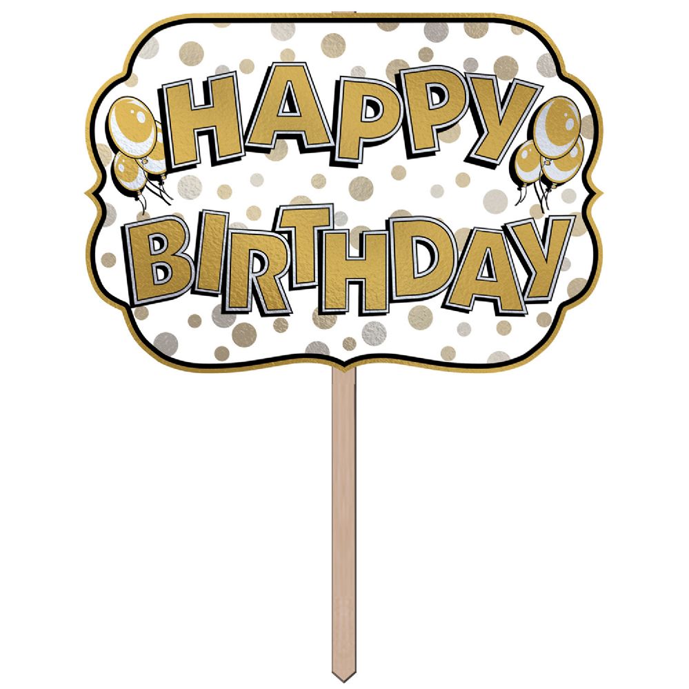 6 Pieces Foil Happy Birthday Yard Sign - Hanging Decorations & Cut Out