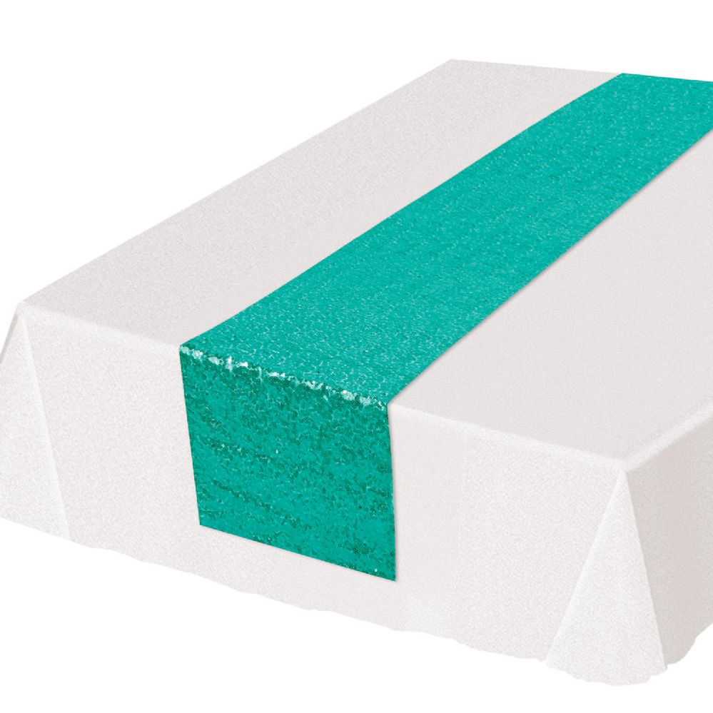 12 Wholesale Sequined Table Runner Turquoise