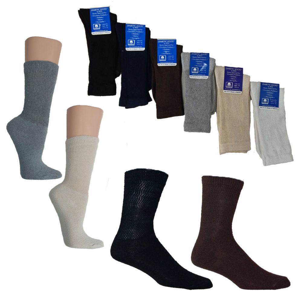 36 Pairs Knit Crew Diabetic Socks - Custom Assortment - Men's Diabetic Socks