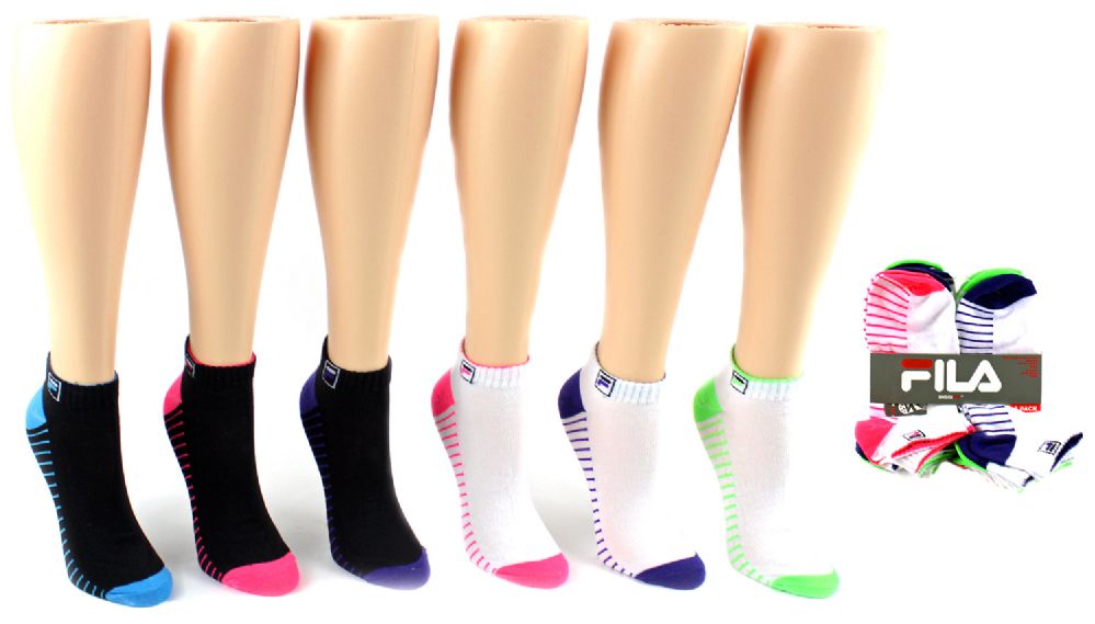 5 Wholesale Women's Fila Brand Ankle Socks - 6-Pair Packs (size 9-11)