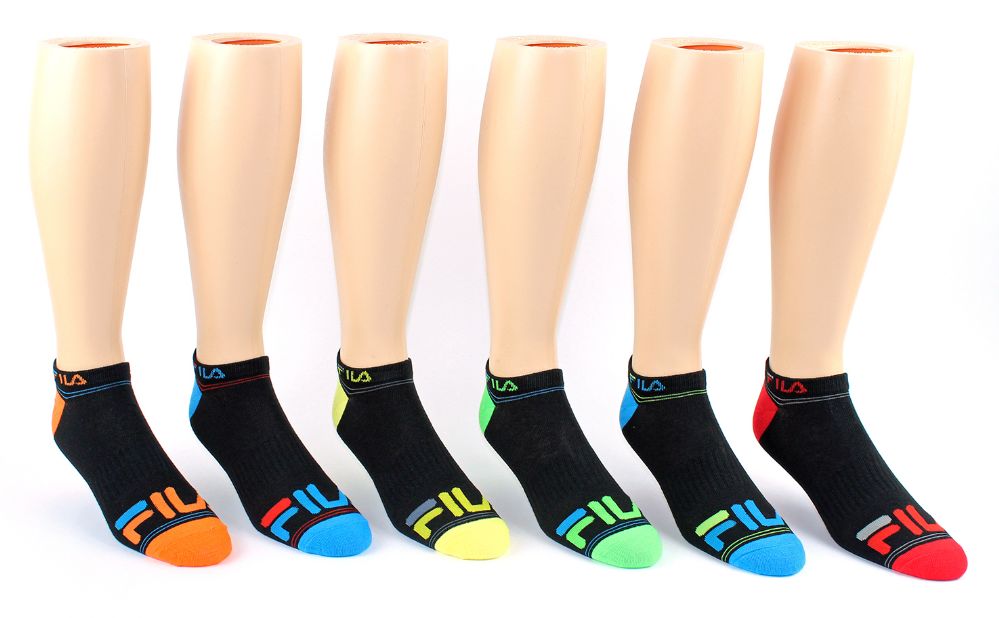 5 Bulk Men's Fila Brand Ankle Socks - 6-Pair Packs (size 10-13)