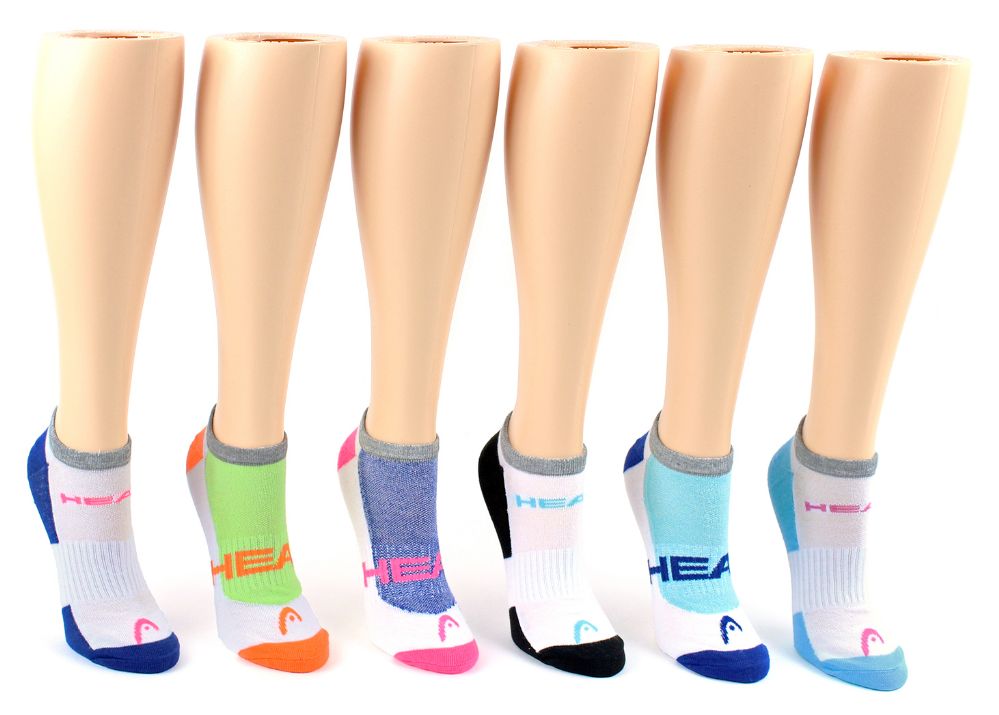 5 Wholesale Women's Head Brand NO-Show Socks - 6-Pair Packs (size 9-11)