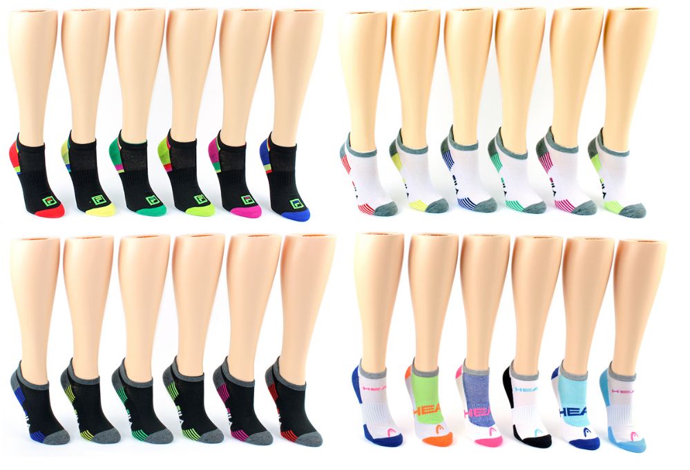 60 Wholesale Women's Fila Brand NO-Show Socks - 6-Pair Packs (size 9-11)
