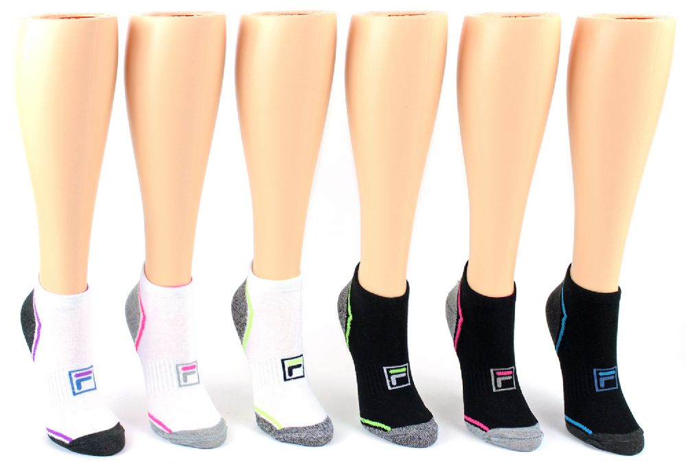 10 Wholesale Women's Fila Brand NO-Show Socks - 3-Pair Packs (size 9-11)
