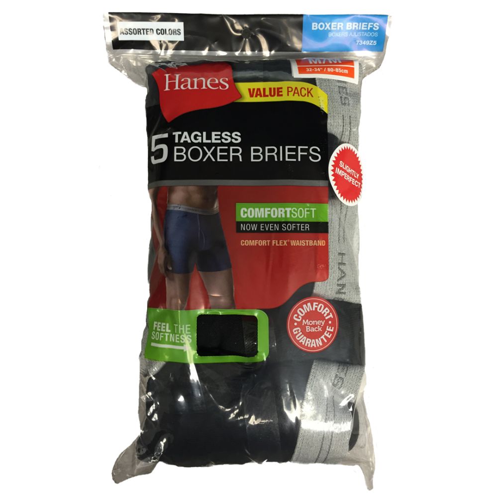 24 Wholesale Hanes Men's Boxer Briefs - 5 Pack - at - wholesalesockdeals.com