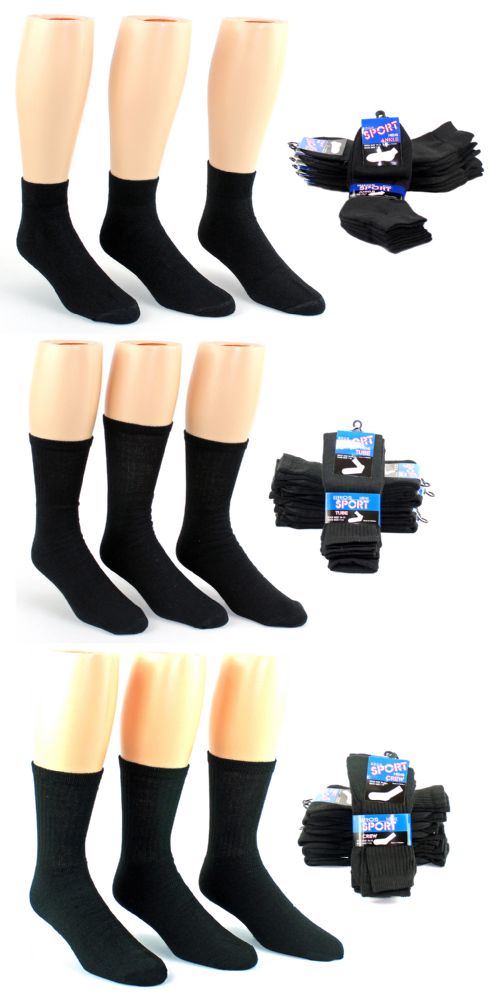 180 Pairs Men's Black Athletic Socks Combo - Size 10-13 - Mens Ankle Sock