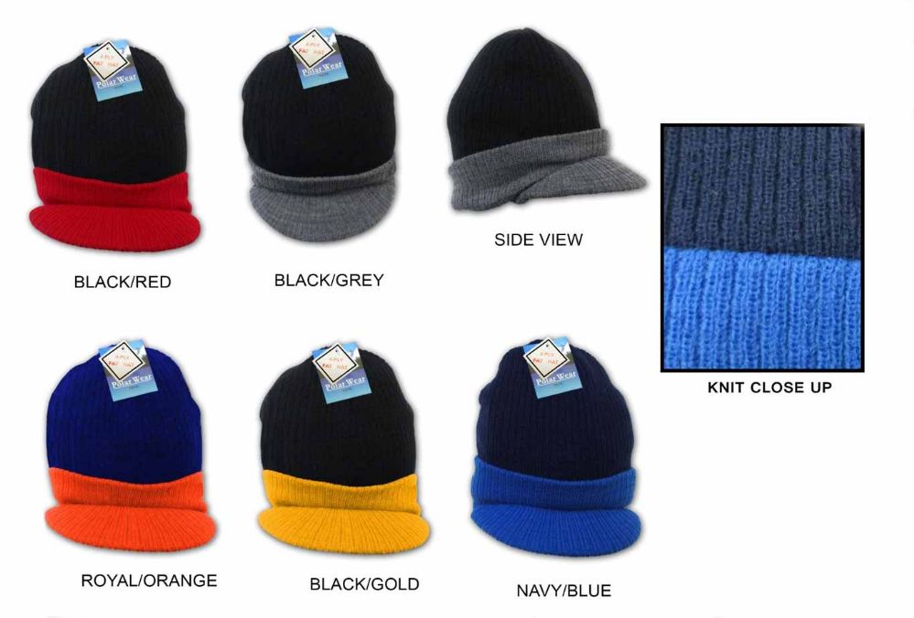 36 Wholesale Men's/boy's Knit Hats - TwO-Tone