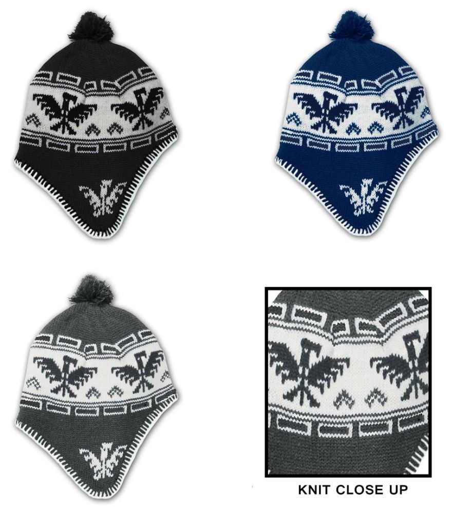 24 Wholesale Men's Fleece Lined Earflap Hats - Peruvian Prints