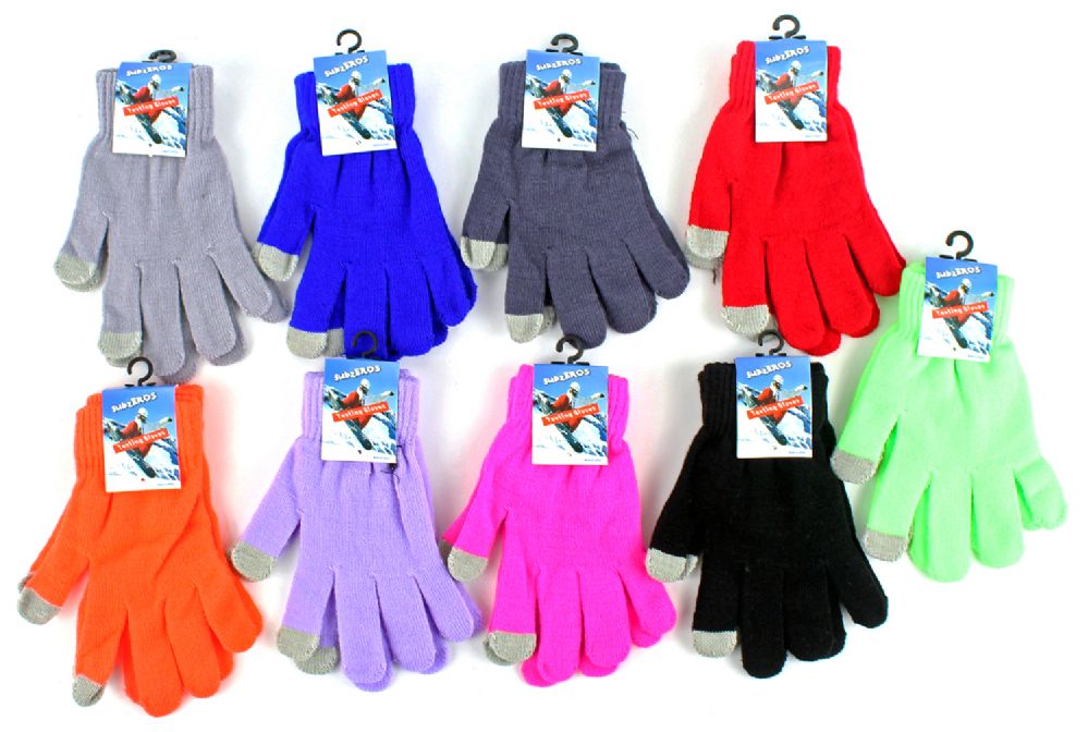 60 Wholesale Adult Conductive Touchscreen Magic Stretch Texting Gloves - Assorted Colors
