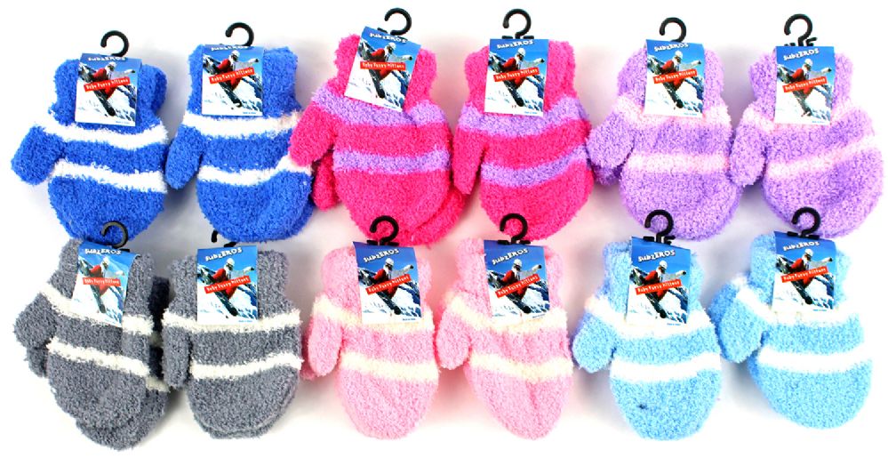 60 Pieces Baby Fuzzy Mittens - Striped - Winter Sets Scarves , Hats ...