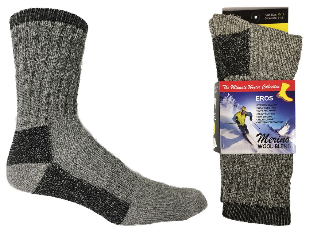 30 Wholesale Women's Thermal Merino Wool Crew Socks - 2-Pair Packs