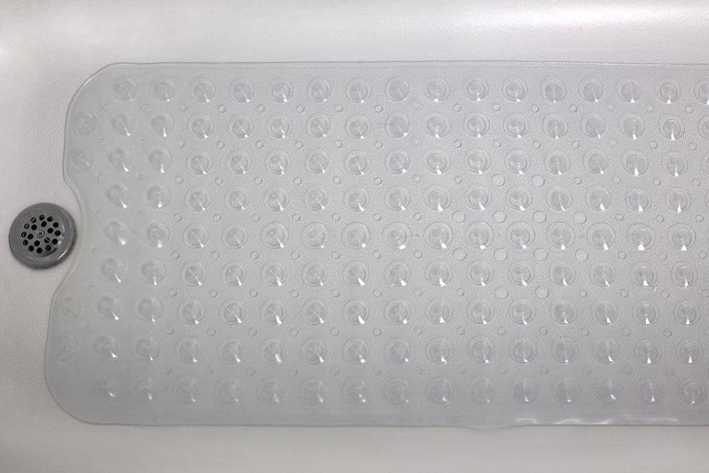 12 Pieces of Home Basics Extra Long Contour U Shape Front Plastic Bath Mat With AntI-Skid Backing, Clear
