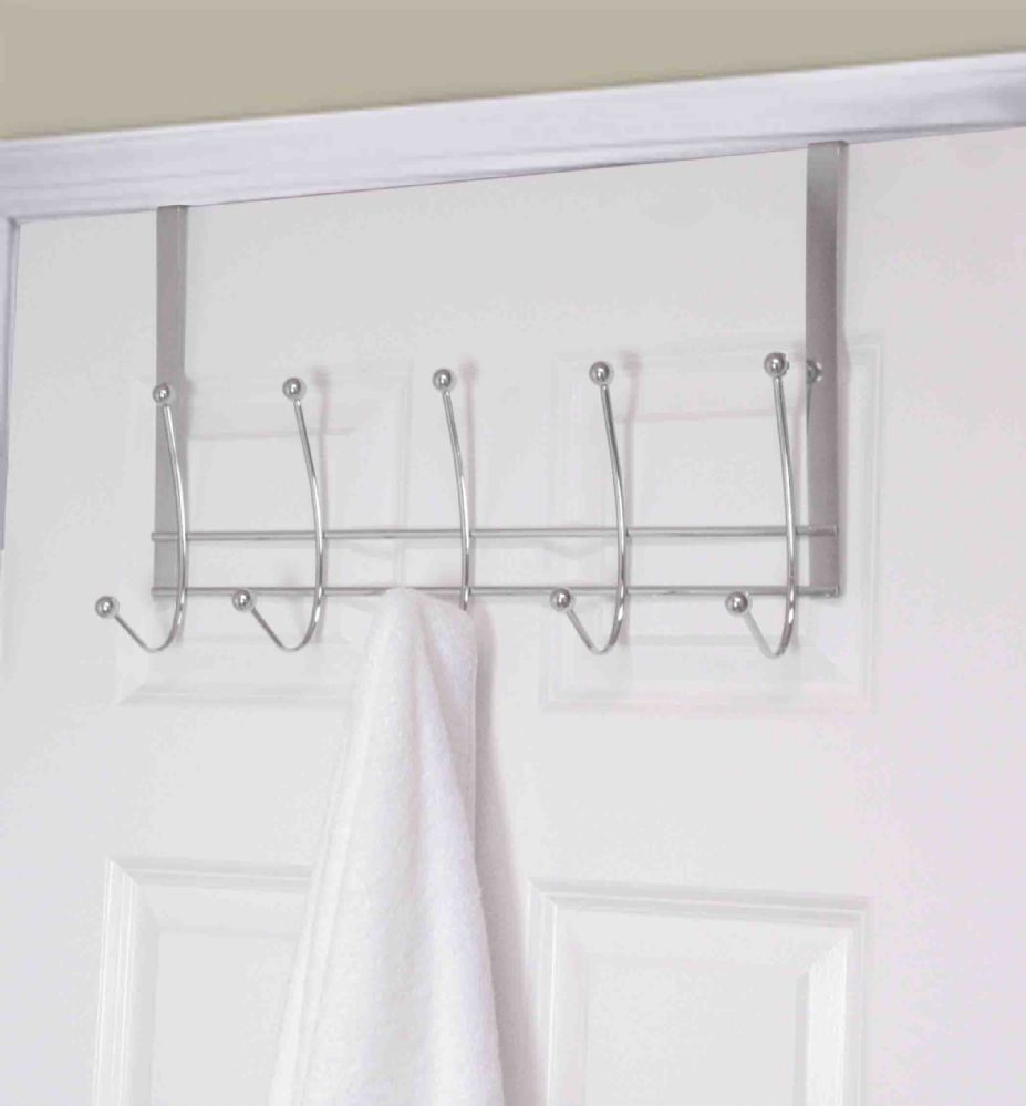24 Pieces of Home Basics Chrome Plated Steel Over The Door 5 Hook Hanging Rack