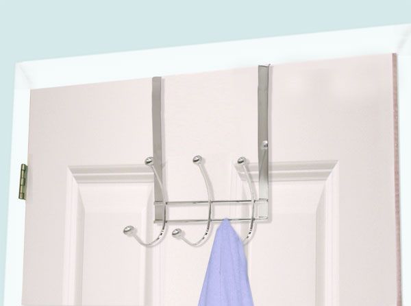 24 Pieces of Home Basics Chrome Plated Over The Door 3 DoublE-Hook Hanging Rack