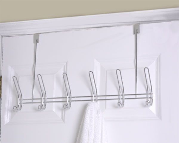 8 Pieces of Home Basics 6 Dual Hook Over The Door Chrome Plated Steel Hanging Rack
