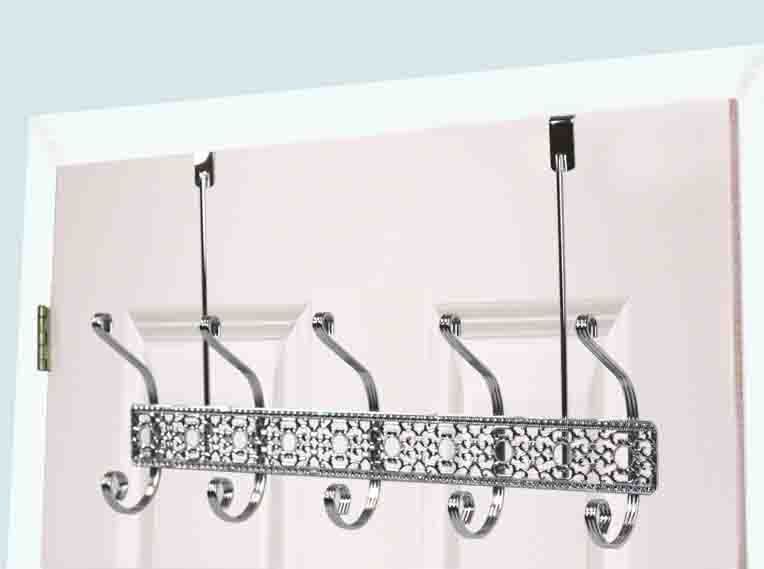 12 Pieces of Home Basics 5 Dual Hook Chrome Plated Steel Over The Door Hanging Rack