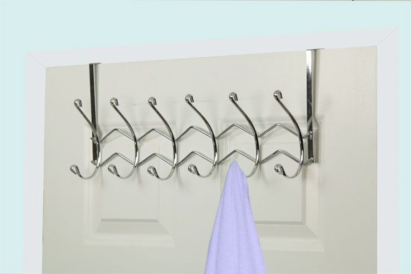 12 Pieces of Home Basics Chrome Plated Steel 6 Hook Over The Door Hanging Rack