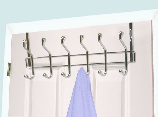 12 Pieces of Home Basics Chrome Plated Steel Over The Door 6 Double Hook Hanging Rack