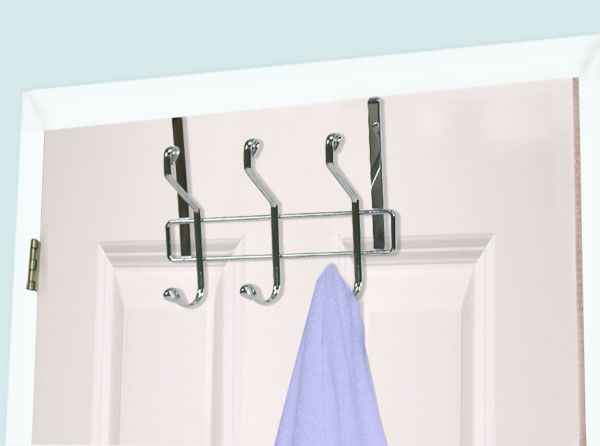 24 Pieces of Home Basics 3 Dual Hook Over The Door Chrome Plated Steel Hanging Organizing Rack