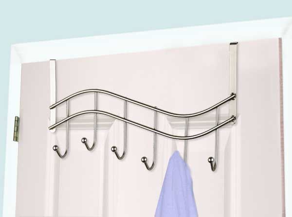12 Pieces of Home Basics Wave 6  Hook Over The Door Organizing Rack, Satin Nickel