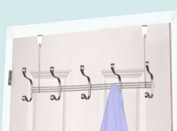 12 Pieces of Home Basics Over The Door 5 Hook Hanging Rack, Satin Nickel