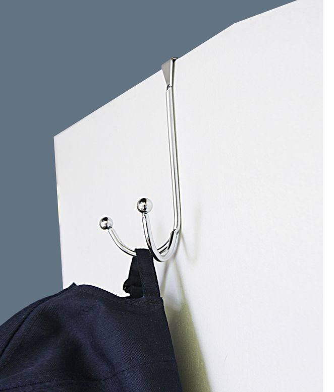 36 Pieces of Home Basics Over The Door Double Hook With Rounded Knobs, Chrome
