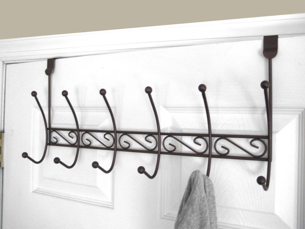 12 Pieces of Home Basics Steel Over The Door 6 Hook Hanging Rack, Bronze