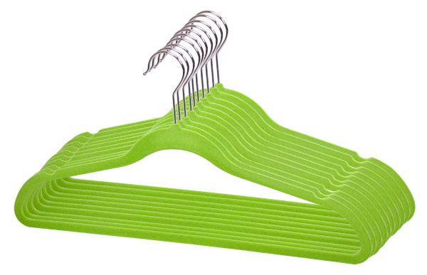 12 Pieces of Home Basics 10-Piece Velvet Hangers, Green