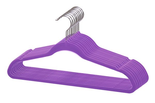 12 Pieces of Home Basics Velvet Hangers, (pack Of 10), Purple