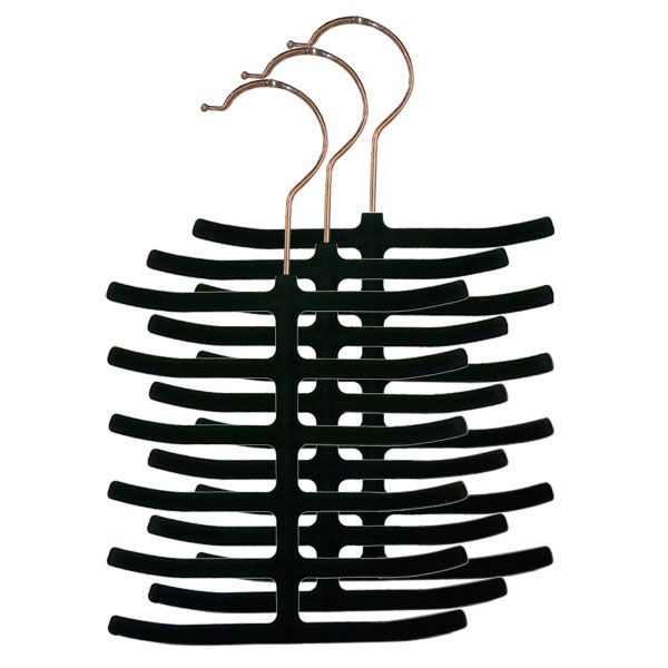 24 Pieces of Home Basics 6-Tier NoN-Slip Velvet Tie Hangers, 3 Pack, Black