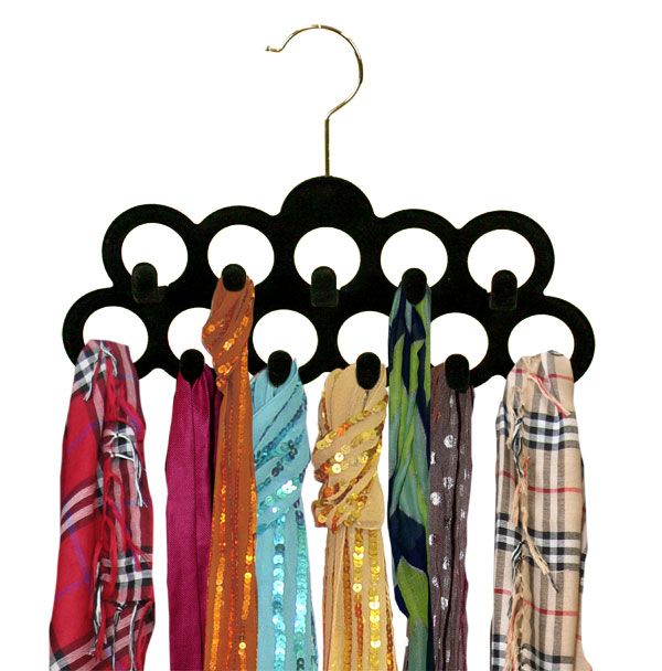 24 Pieces of Home Basics 3 Pack Velvet Scarf Hangers With Chrome Plated Steel Hooks, Black
