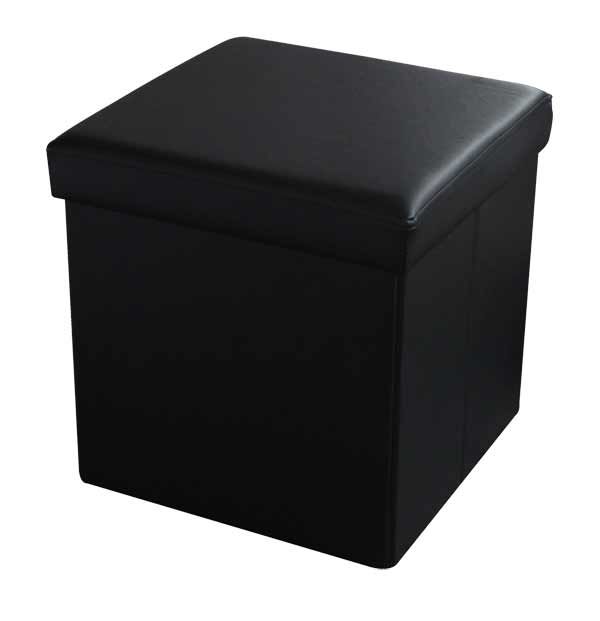 5 Pieces of Home Basics Faux Leather Storage Ottoman, Black