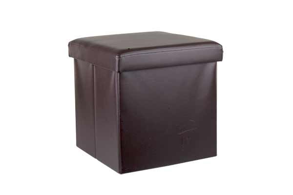 6 Pieces of Home Basics Faux Leather Storage Ottoman, Brown