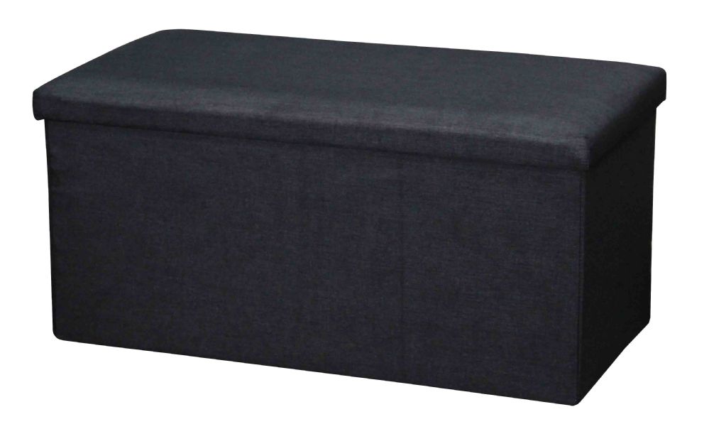 4 Pieces of Home Basics Faux Linen Storage Ottoman Bench, Black