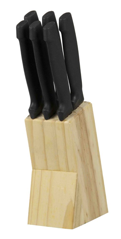 12 Pieces of Home Basics 6 Piece Stainless Steel Steak Knife Set With All Natural Wood Display Block