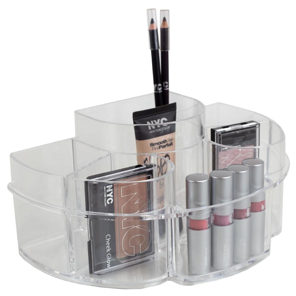12 pieces of Home Basics Half Moon ShatteR-Resistant Plastic Cosmetic Organizer, Clear