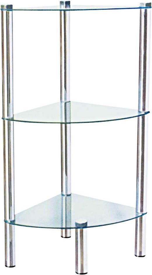 3 Pieces of Home Basics 3 Tier Multi Use Arc Glass Corner Shelf, Clear