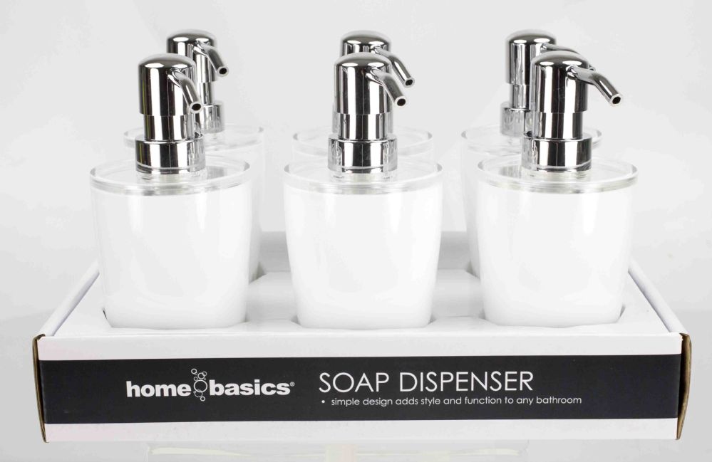 24 Pieces of Home Basics Acrylic Plastic 10 Oz. Soap Dispenser, White