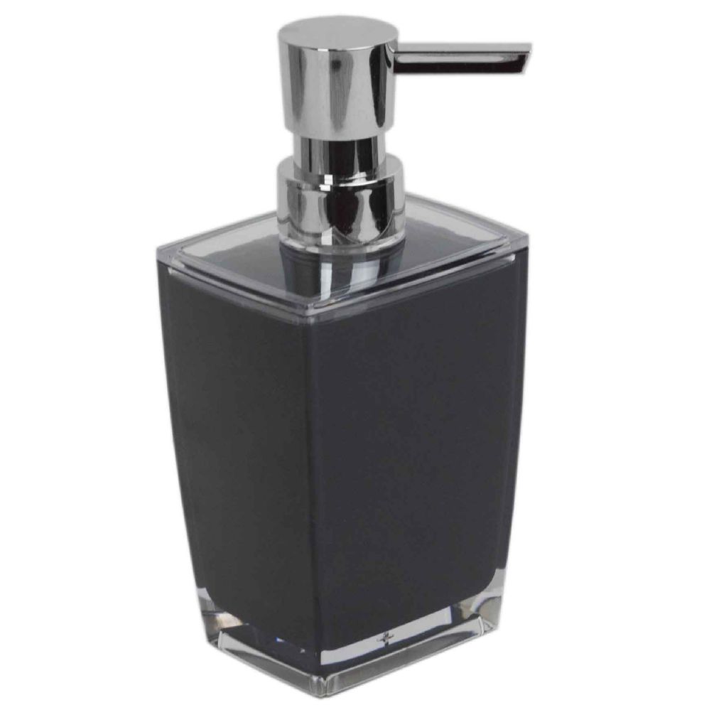 24 Pieces of Home Basics Acrylic Plastic 10 oz. Hand Soap Dispenser with Rust-Resistant Brushed Stainless Steel Pump, Black