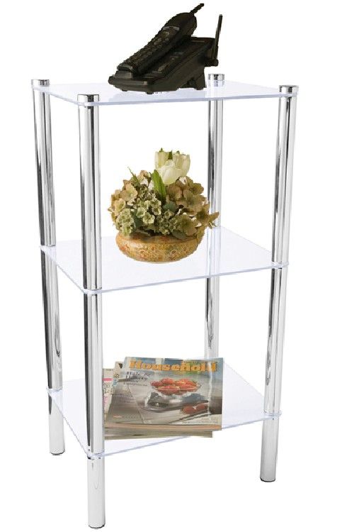 3 Pieces of Home Basics 3 Tier Multi Use Rectangle Glass Corner Shelf, Clear