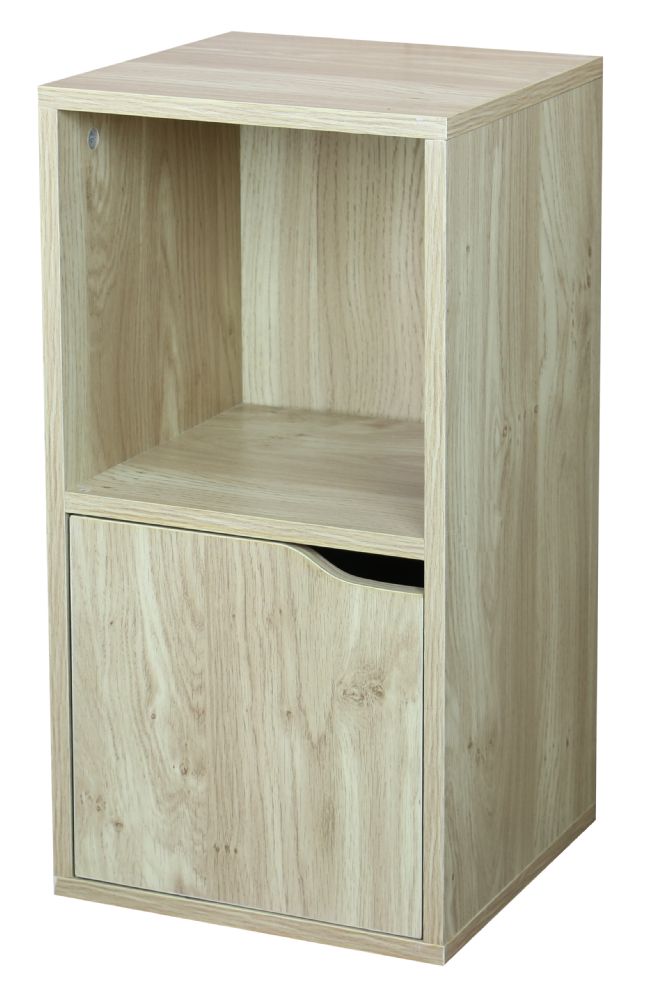 Home Basics 2 Cube Wood Storage Shelf with Doors, Natural