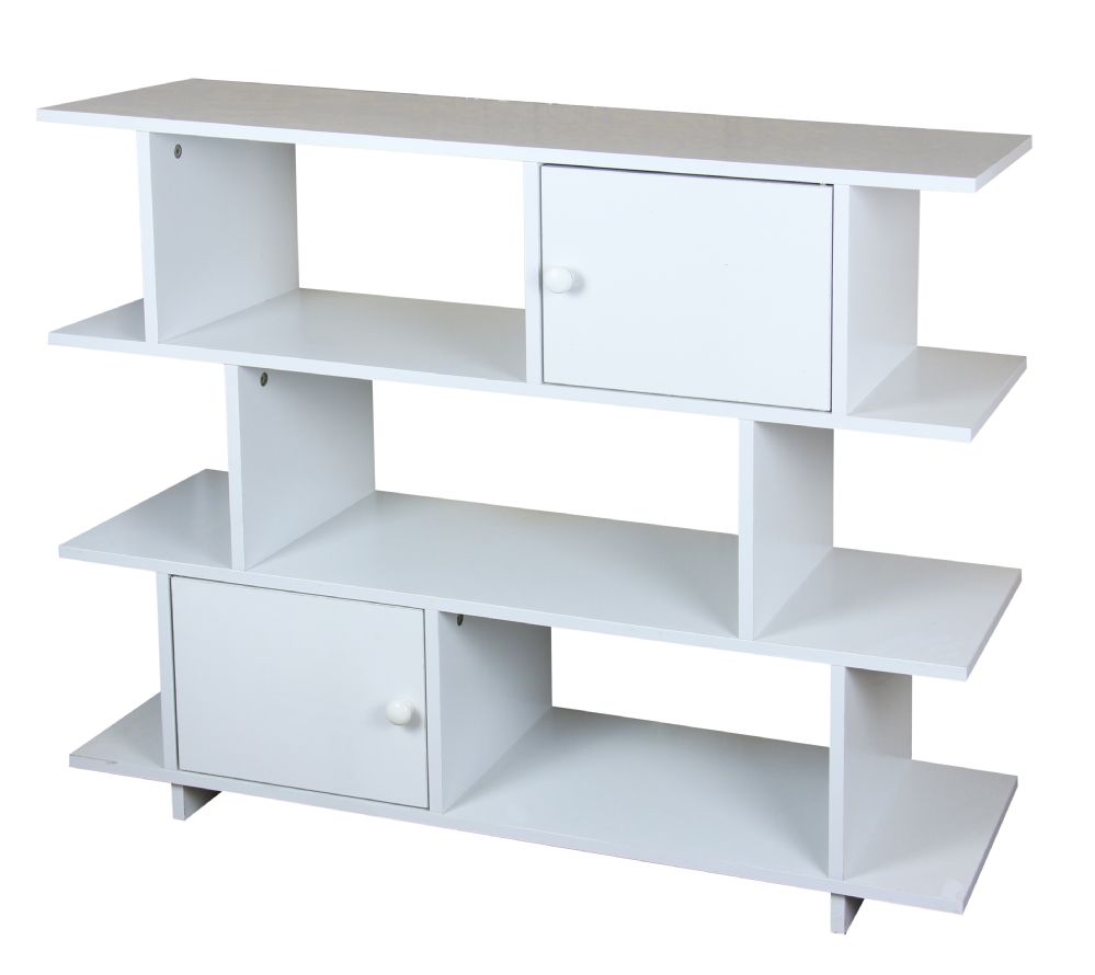 Home Basics 3 Tier Book Shelf with 2 Cabinet Doors, White
