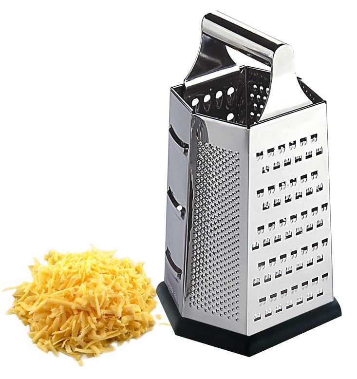 24 Wholesale Home Basics Heavy Weight 6 Sided Stainless Steel Cheese Grater with Non-Skid Rubber Base, Black