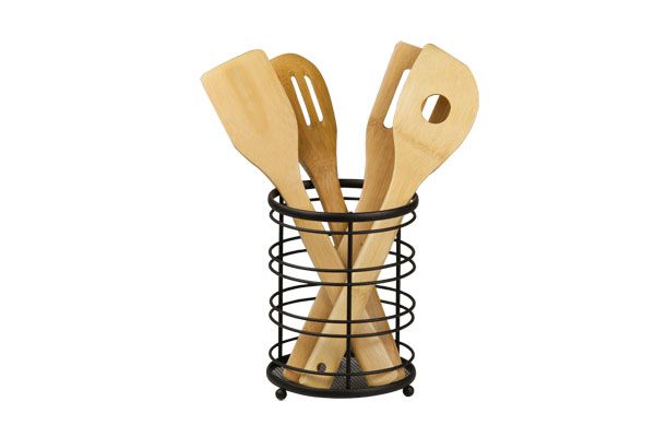 12 Wholesale Home Basics Wire Collection Cutlery Holder with Mesh Bottom and Non-Skid Feet, Black