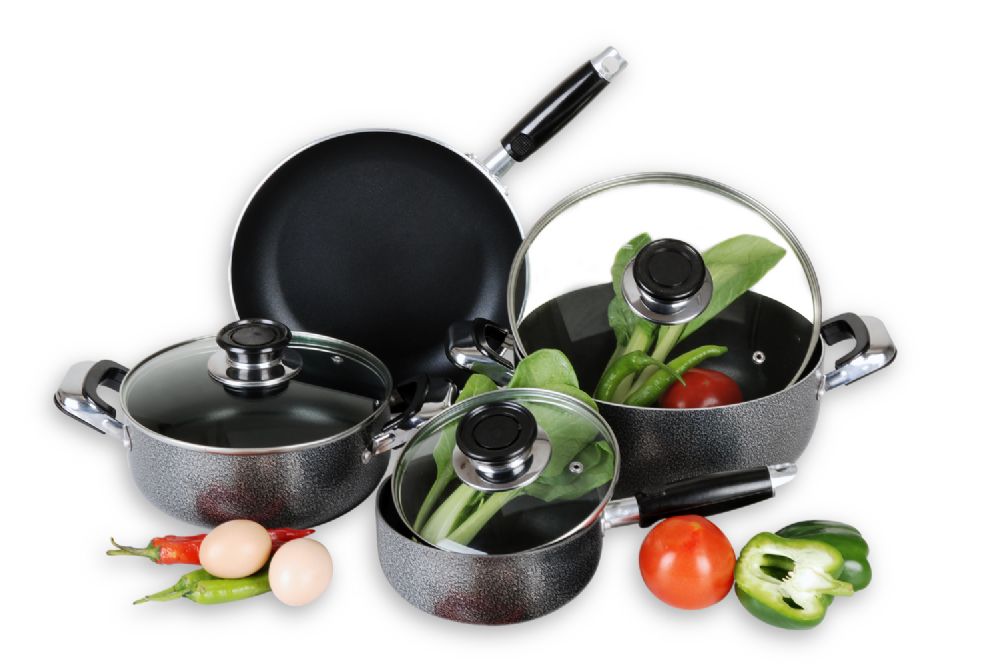 4 Wholesale Home Basics 7-Piece NoN-Stick Aluminum Cookware Set