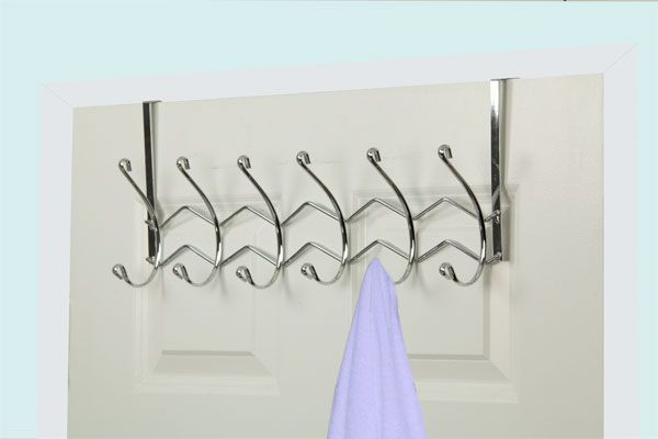12 Wholesale Home Basics Chrome Plated Steel 6 Hook Over The Door Hanging Rack