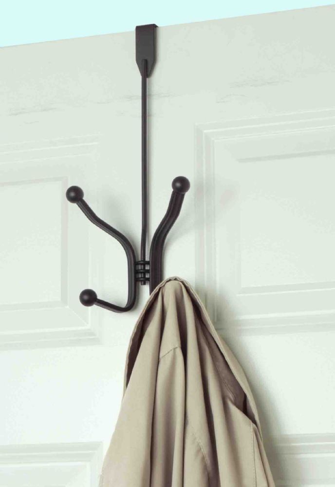 12 Wholesale Home Basics Curved Over The Door Double Hanging Hook, Bronze