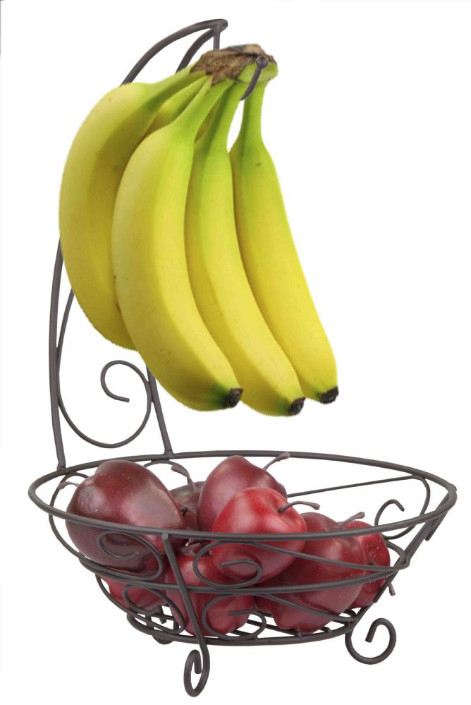 6 Wholesale Home Basics Scroll Collection Steel Fruit Basket With Banana Tree, Bronze