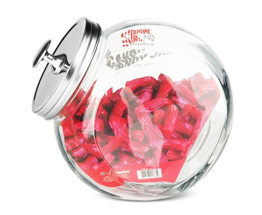 12 Wholesale Home Basics Large 91 oz. Round Glass Candy Storage Jar with Stainless Steel Top, Clear