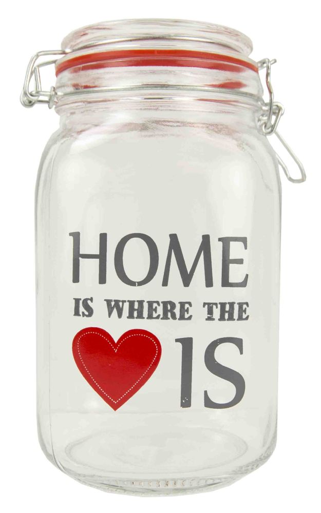 12 Wholesale Home Basics Home Is Where The Heart Is 51 Oz. Glass Jar